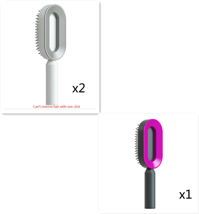 Self Cleaning Hair Brush For Women Massage Scalp Comb Anti-Static Hairbrush Set3