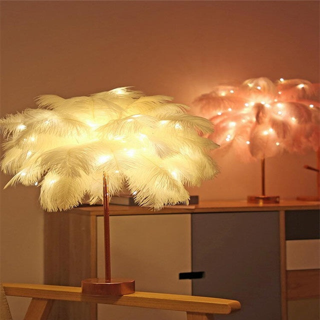 Feather Lamp Nordic Desk Lamp Bedroom Bedside Feather Table Lamp