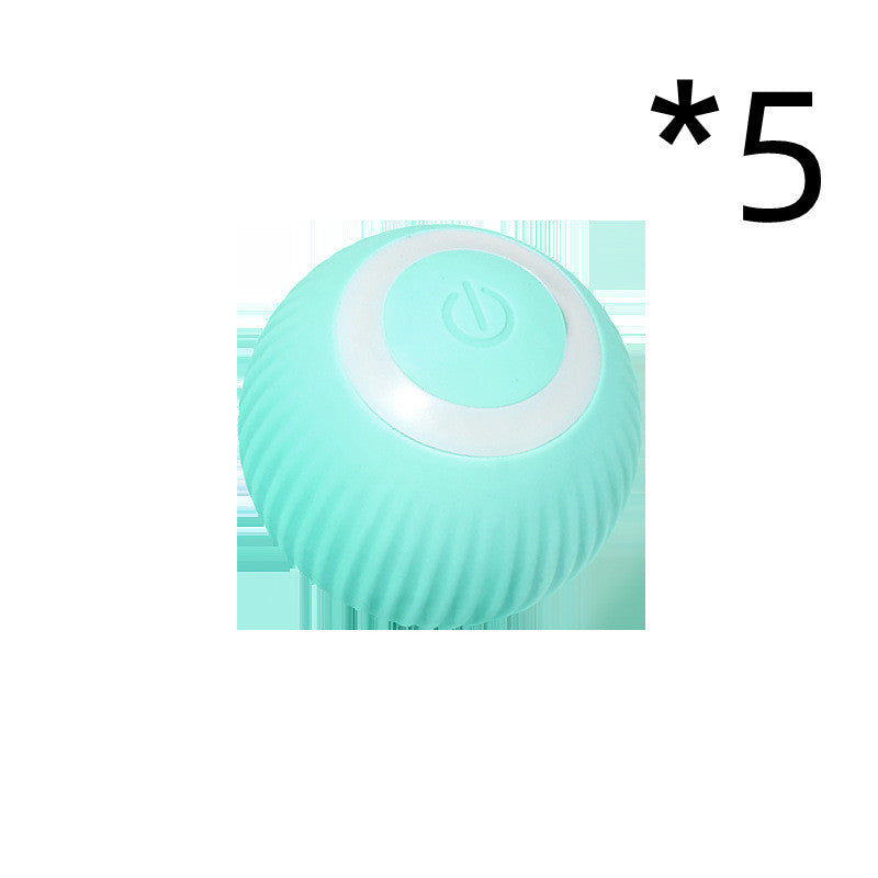 Cat Gravity Intelligent Rolling Ball Tease Toy Pet Automatic Rotating Ball 5pcs Green USB