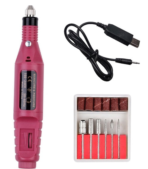 Electric Nail Polish Machine Pen Nail Art Tool Rose Red USB