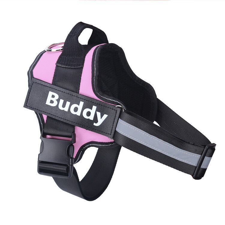 Personalized Dog Harness Adjustable Pet Harness Vest For Small Large Dog Pink