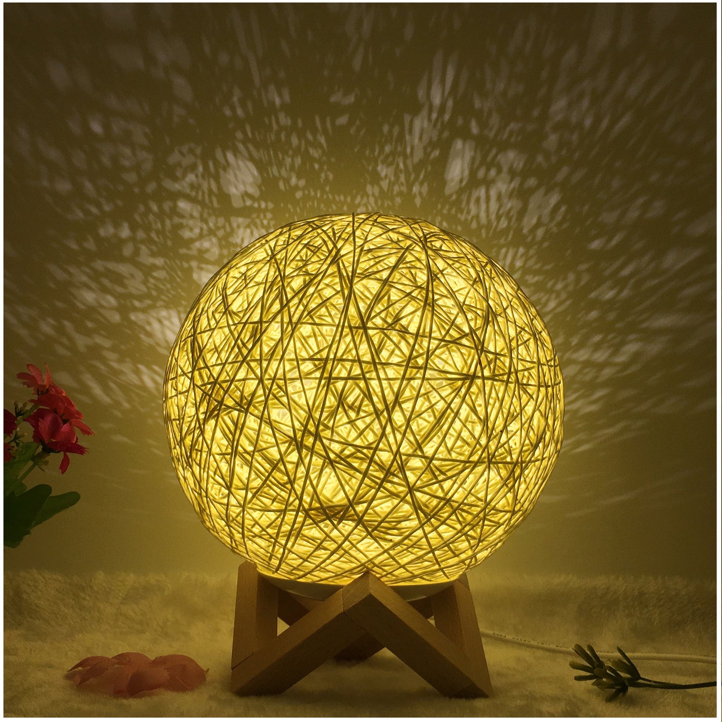 Hot Selling Creative Linen Table Lamp16 Color Remote Control Lamp Yellow shelf 15cm