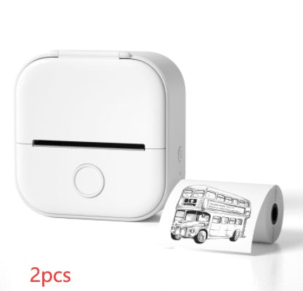 Portable Mini Thermal Label Printer Home Photo Printer Bluetooth-compatible Mini Label Printer White 2pcs USB
