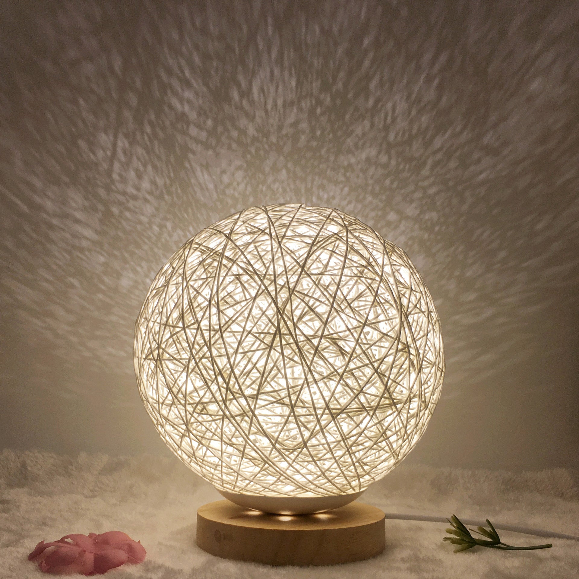 Hot Selling Creative Linen Table Lamp16 Color Remote Control Lamp White round 20cm