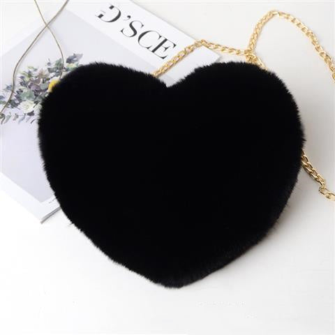 Love Bags For Women Plush Chain Shoulder Bags Party Bag Black