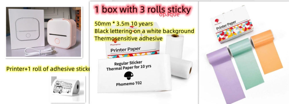 Portable Mini Thermal Label Printer Home Photo Printer Bluetooth-compatible Mini Label Printer Pink setE USB