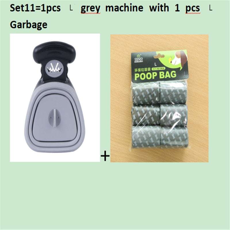 Dog Pet Travel Foldable Pooper Scooper With 1 Roll Decomposable bags Set 11 GreyLXL