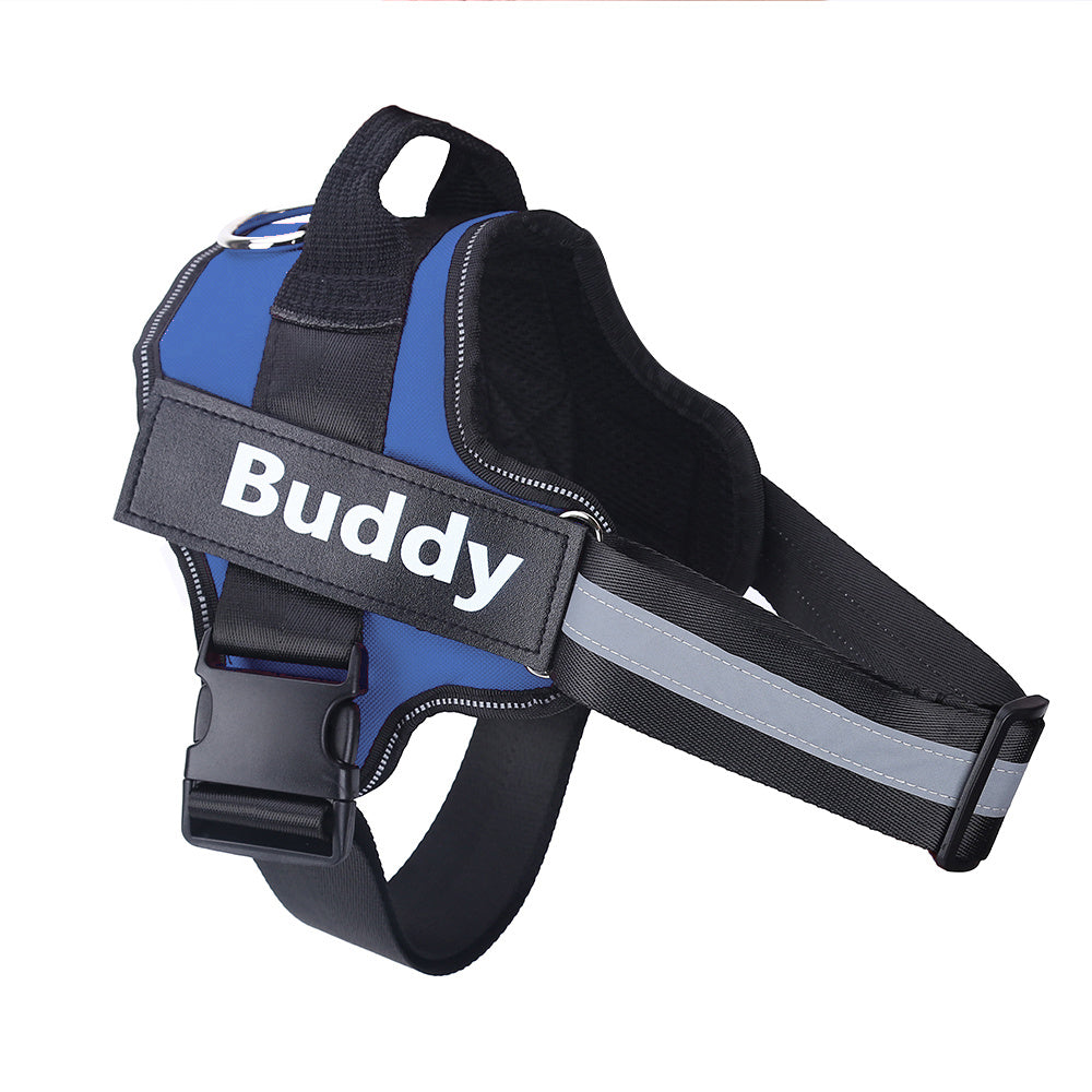 Personalized Dog Harness Adjustable Pet Harness Vest For Small Large Dog Blue