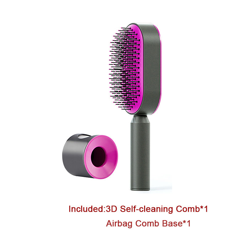 Self Cleaning Hair Brush For Women Massage Scalp Comb Anti-Static Hairbrush Set C