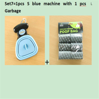 Dog Pet Travel Foldable Pooper Scooper With 1 Roll Decomposable bags Set 8 BlueSXL