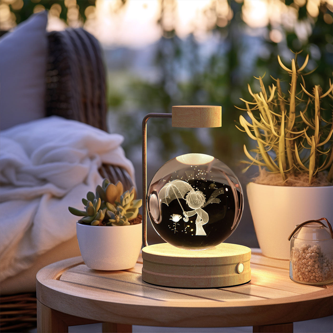 Crystal Ball Cosmic Dinosaur Indoor Night Light Umbrella Little Prince Light wood