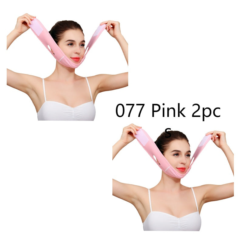 Face Slim V-Line Lift Up Mask Cheek Chin Neck Slimming Thin Belt 007Pink 2pcs