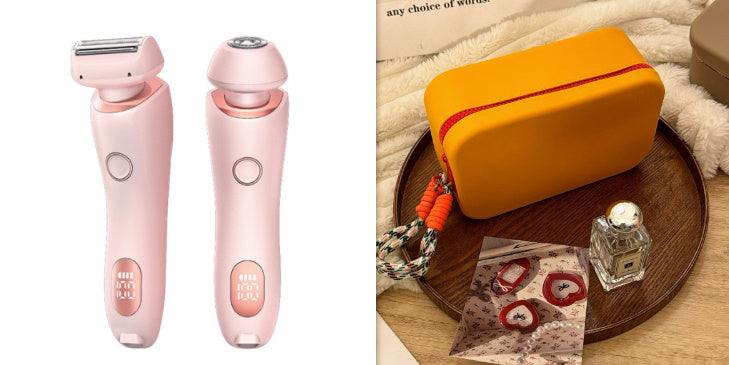2 In 1 Hair Removal USB Rechargeable Trimmer Women Body Razor Pink and Sweet Red set USB