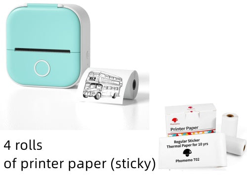 Portable Mini Thermal Label Printer Home Photo Printer Bluetooth-compatible Mini Label Printer All green set USB