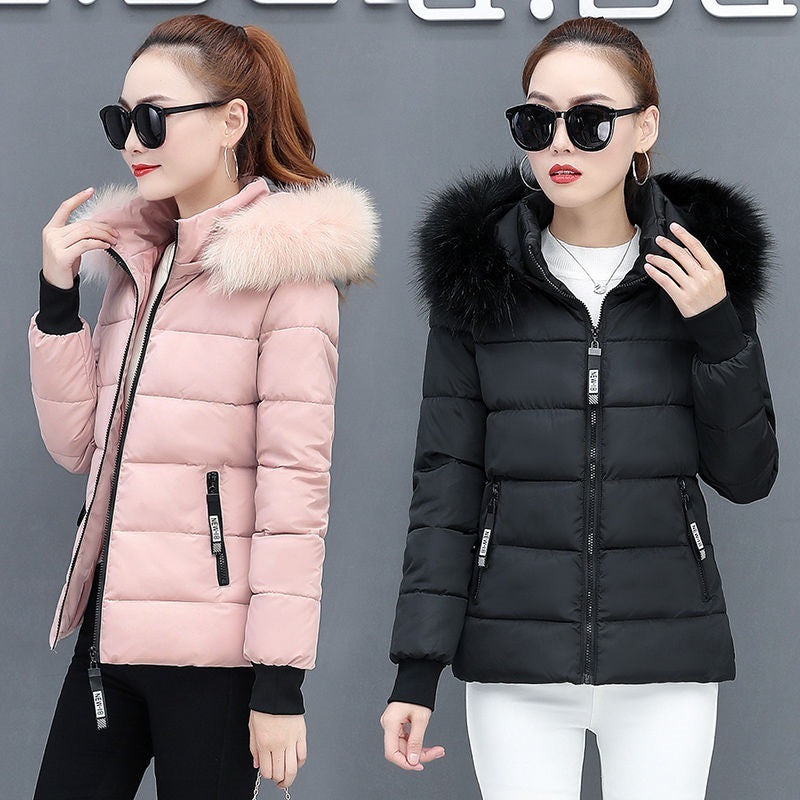 Thicken Big Fur Collar Plus Size Fat Sister Cotton-padded Coat