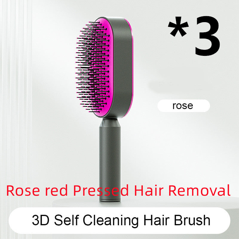Self Cleaning Hair Brush For Women Massage Scalp Comb Anti-Static Hairbrush Set H