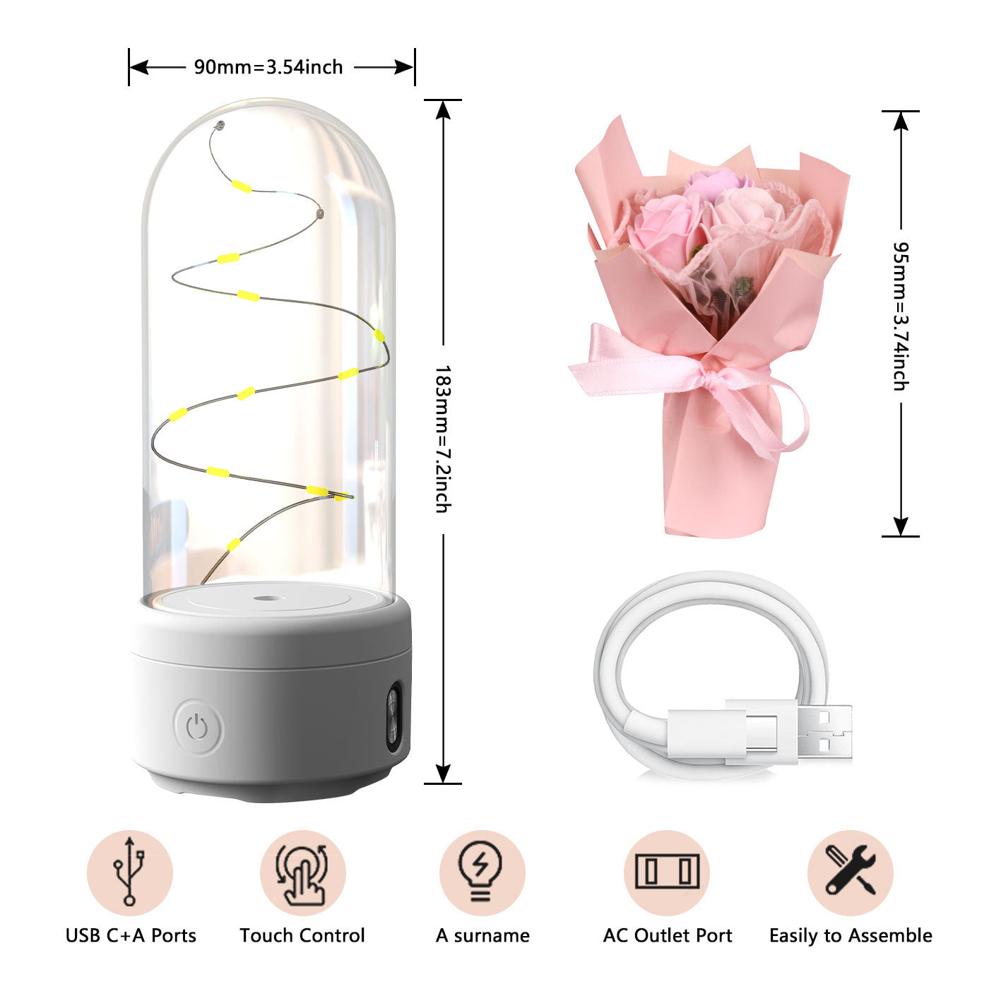 Creative 2 In 1 Bouquet LED Light And Bluetooth-compatible Speaker Gift Rose