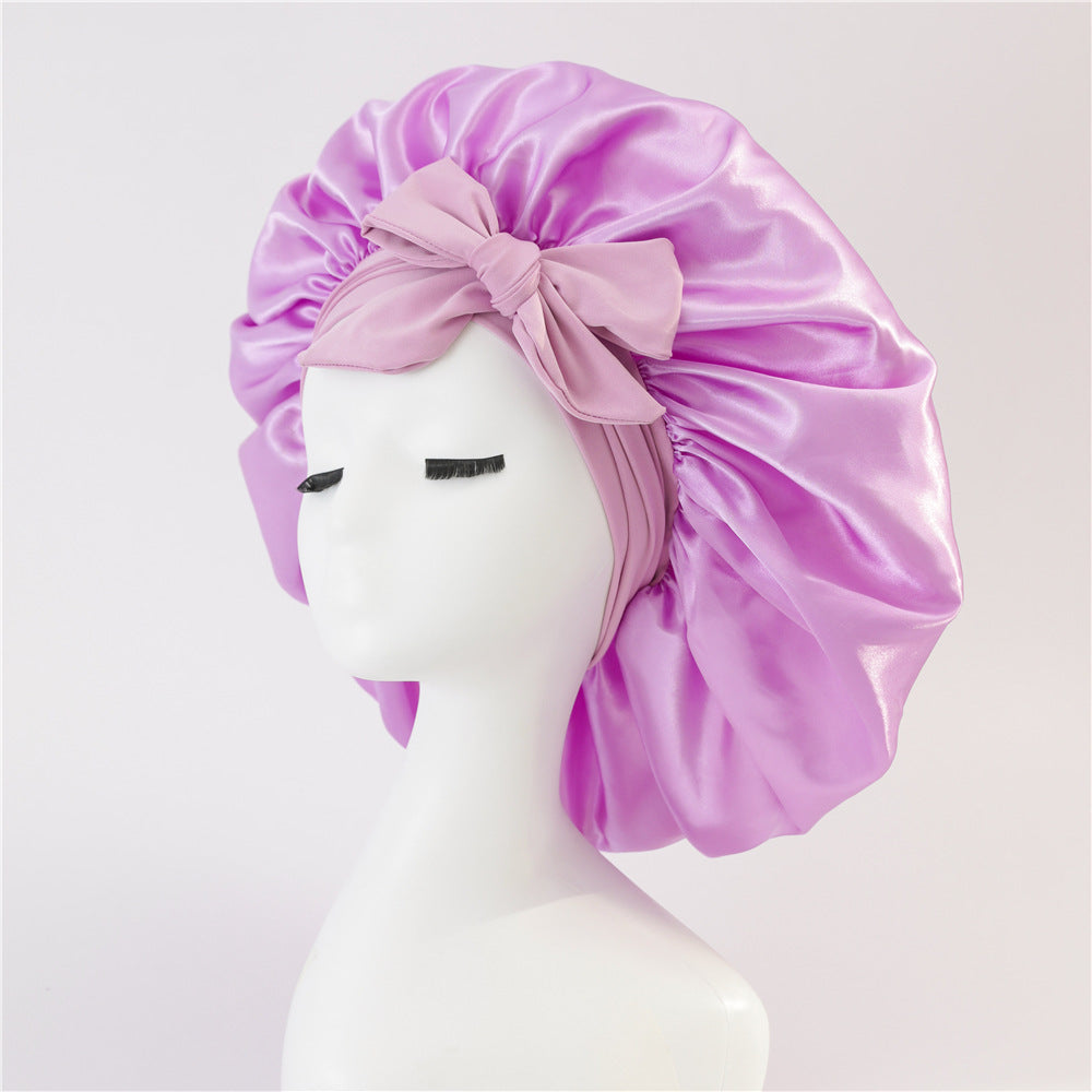 New Silk Bonnet For Sleeping Women Satin Bonnet Hair Bonnet Night Sleep Cap Violet