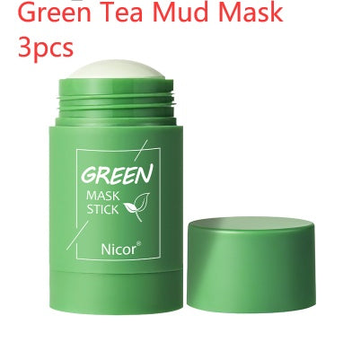 Cleansing Green Tea Mask Stick Oil Control Whitening Mask Skin Care Green Tea Mud Mask 3pcs
