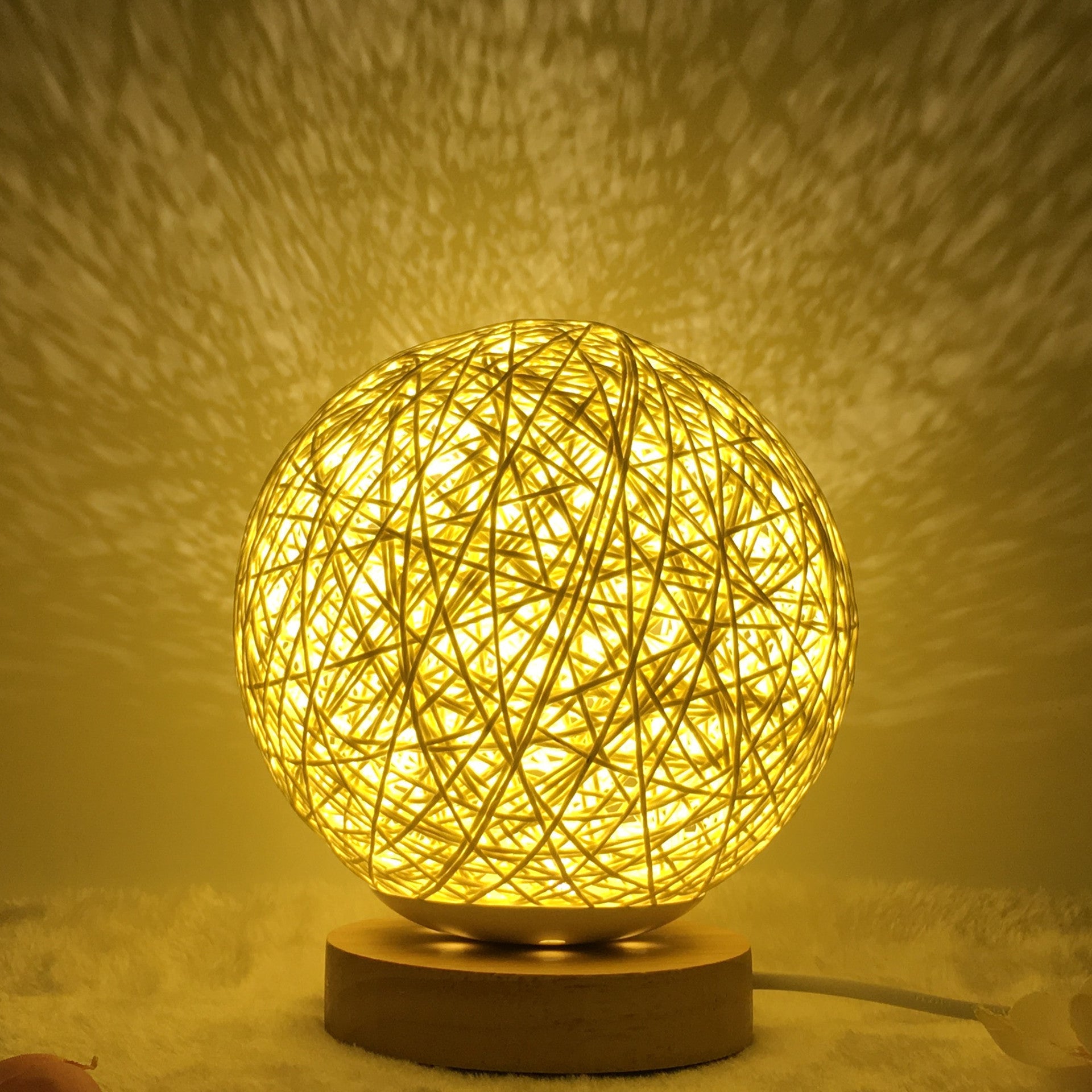Hot Selling Creative Linen Table Lamp16 Color Remote Control Lamp Yellow round 20cm