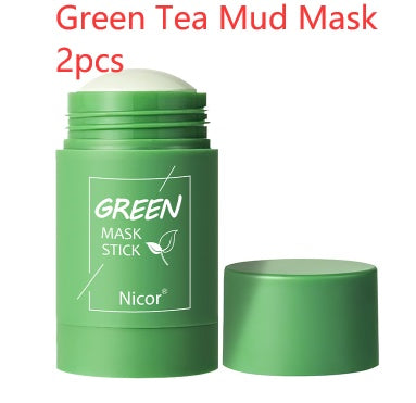 Cleansing Green Tea Mask Stick Oil Control Whitening Mask Skin Care Green Tea Mud Mask 2pcs