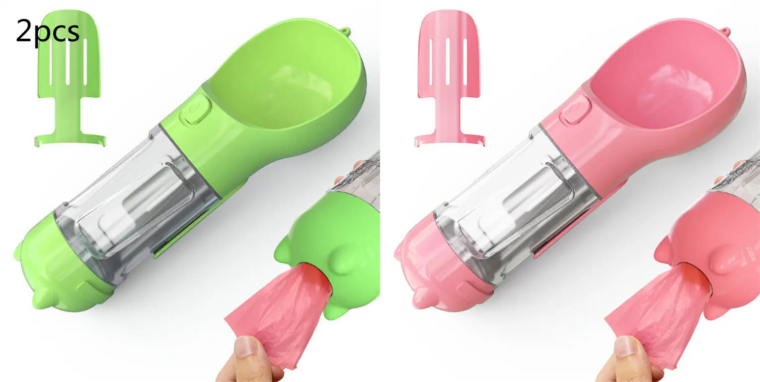 Pet Water Bottle Feeder Bowl Portable Pet Outdoor Travel 3 In 1 Dog Water Bottle Green 2pcs pink 300ml