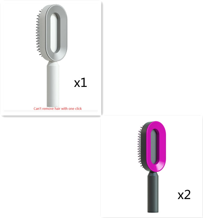 Self Cleaning Hair Brush For Women Massage Scalp Comb Anti-Static Hairbrush Set4