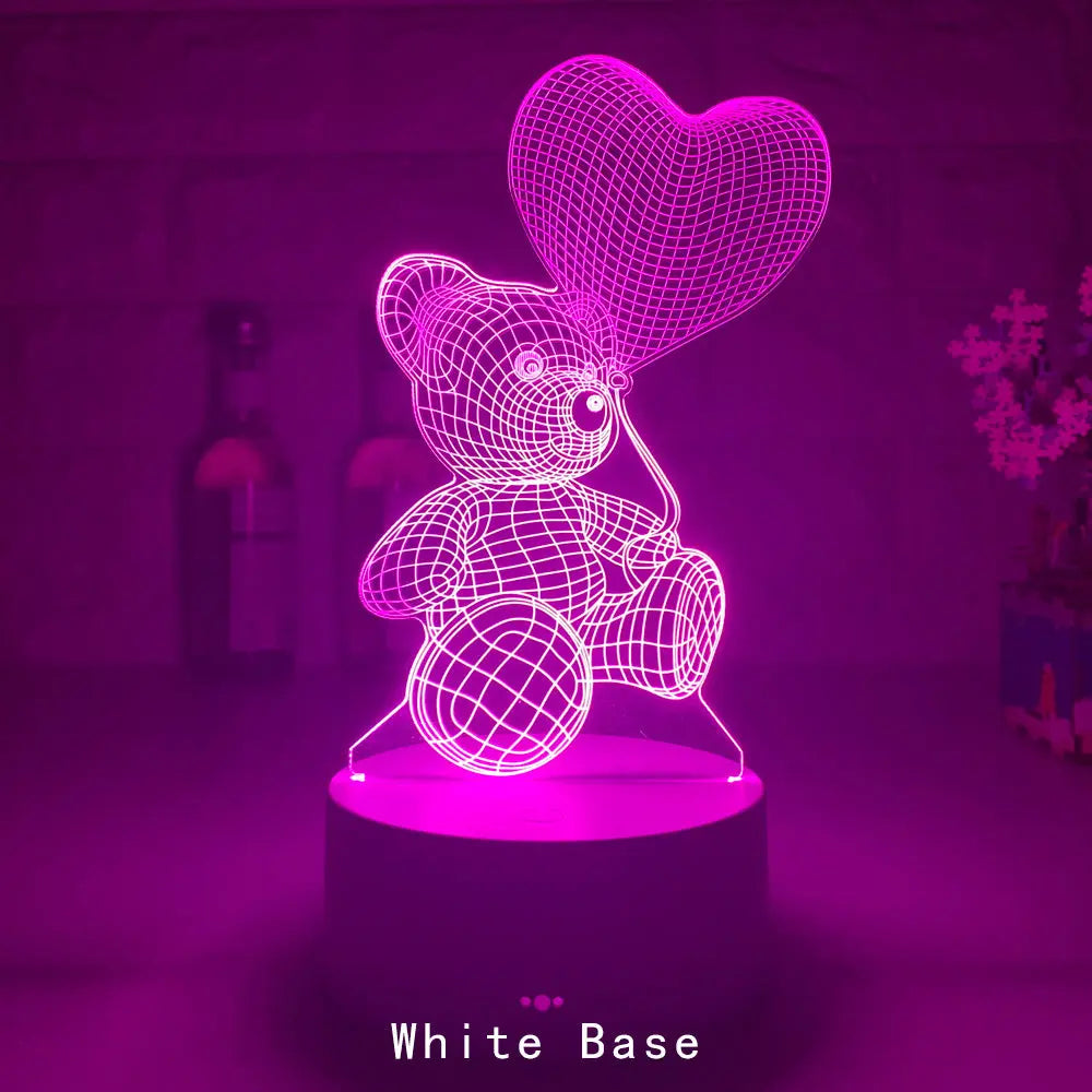 3D Lamp Acrylic USB LED Night Lights Neon Sign Lamp White