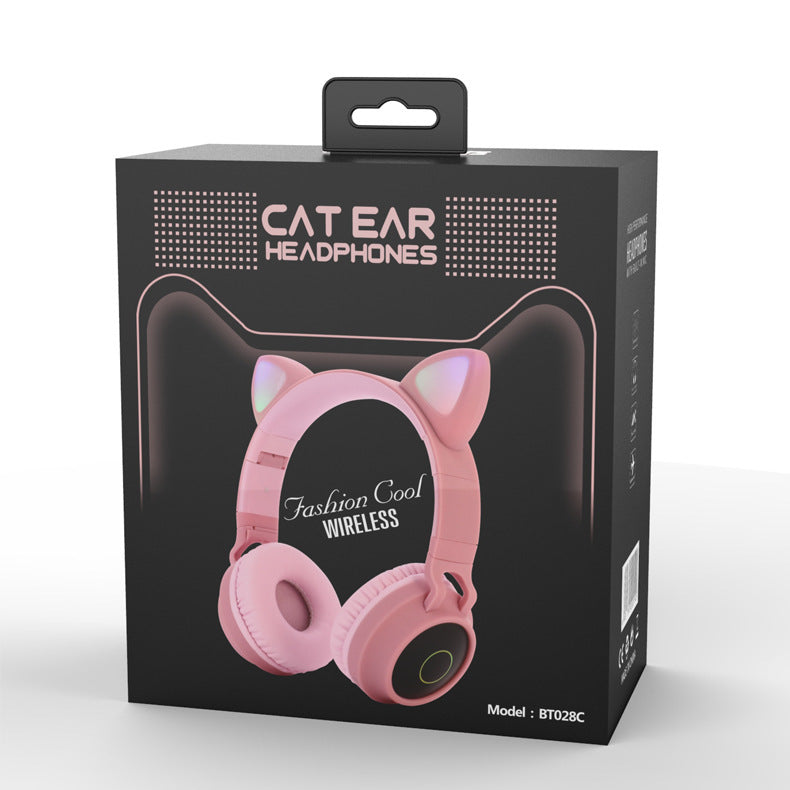 LED Light Cat Ear Headphones Wireless Bluetooth 5.0 Headset Portable With Microphone Best Gift