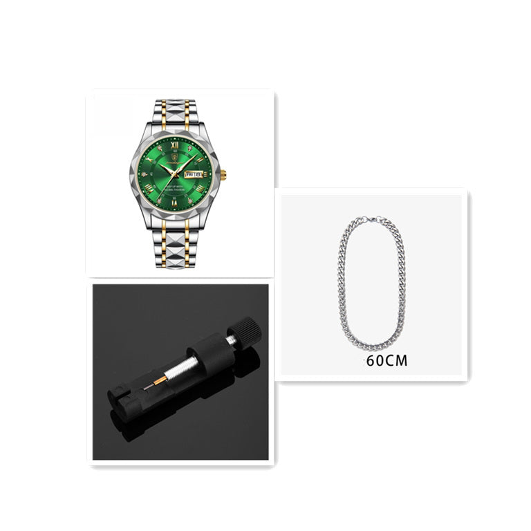 Men's Waterproof Double Calendar Luminous Quartz Watch 4style Set