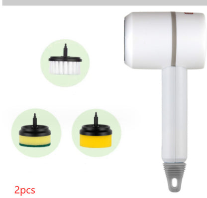 Electric Cleaning Brush Multifunctional Scouring Pad White With three brush heads 2PCS