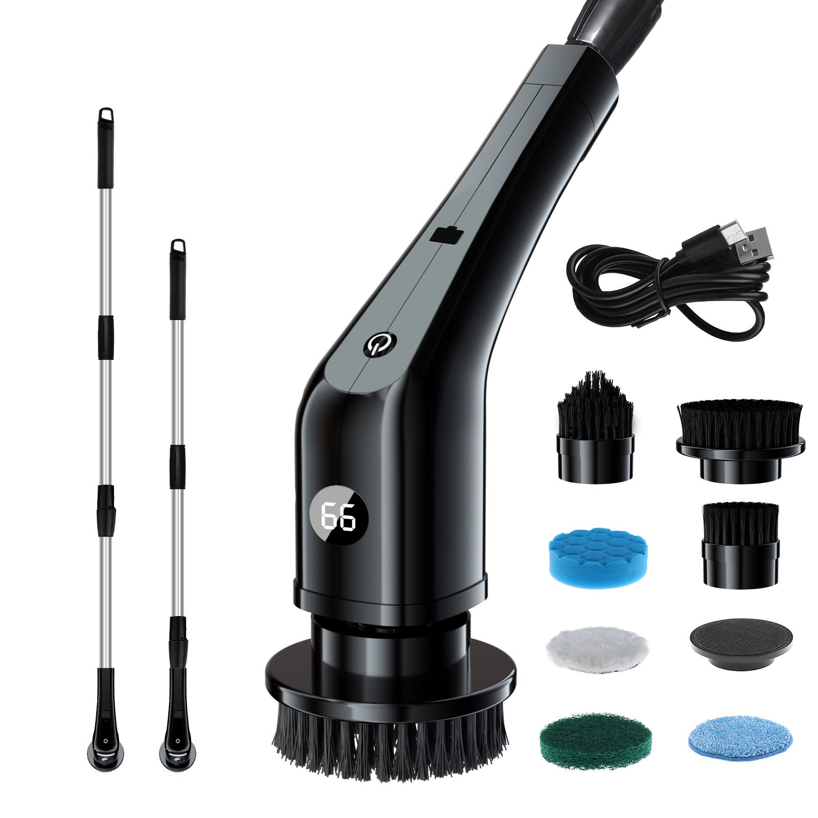 Electric Cleaning Brush Household Multi-functional 7-in-1 Toilet Bathroom Cleaning Brush Black