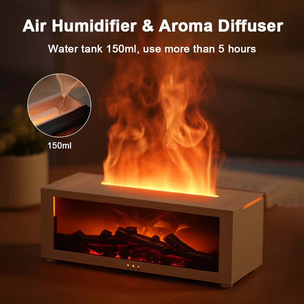 New Flame Aromatherapy Machine Colorful Essential Oil Humidifier 3D Flame Fireplace Machine
