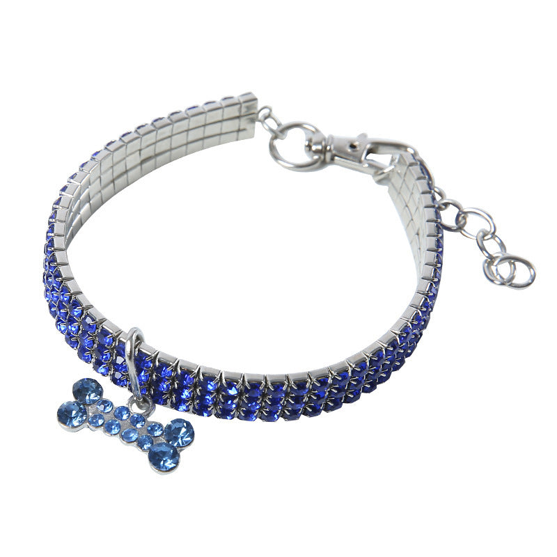 Bling Rhinestone Dog Collar Crystal Puppy Blue