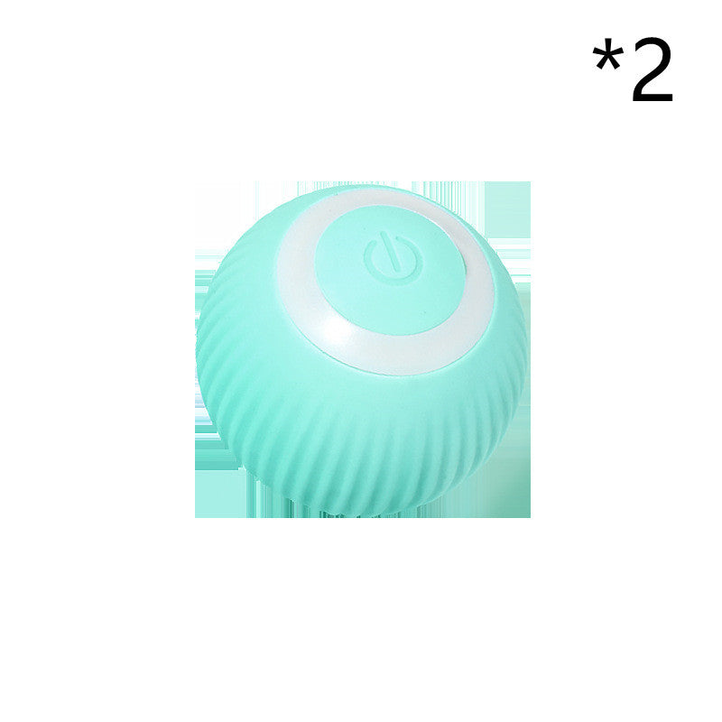 Cat Gravity Intelligent Rolling Ball Tease Toy Pet Automatic Rotating Ball Green English packaging 2pcs USB