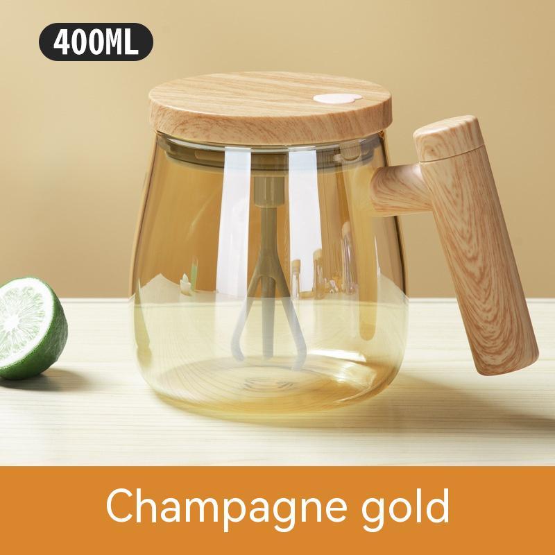 400ML Self Stirring Coffee Mug Electric Mixing Glass Coffee Dining Room Kitchen Gadgets Champagne Gold 400ml