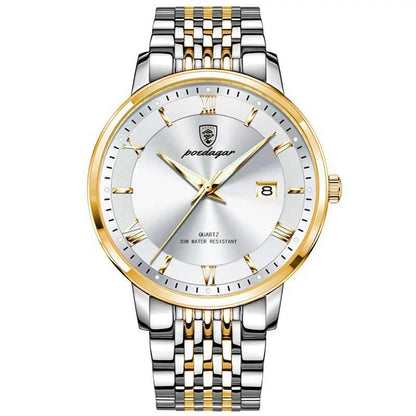 Men's Watch Waterproof Luminous Calendar Quartz Watch 869 Gold White Noodles