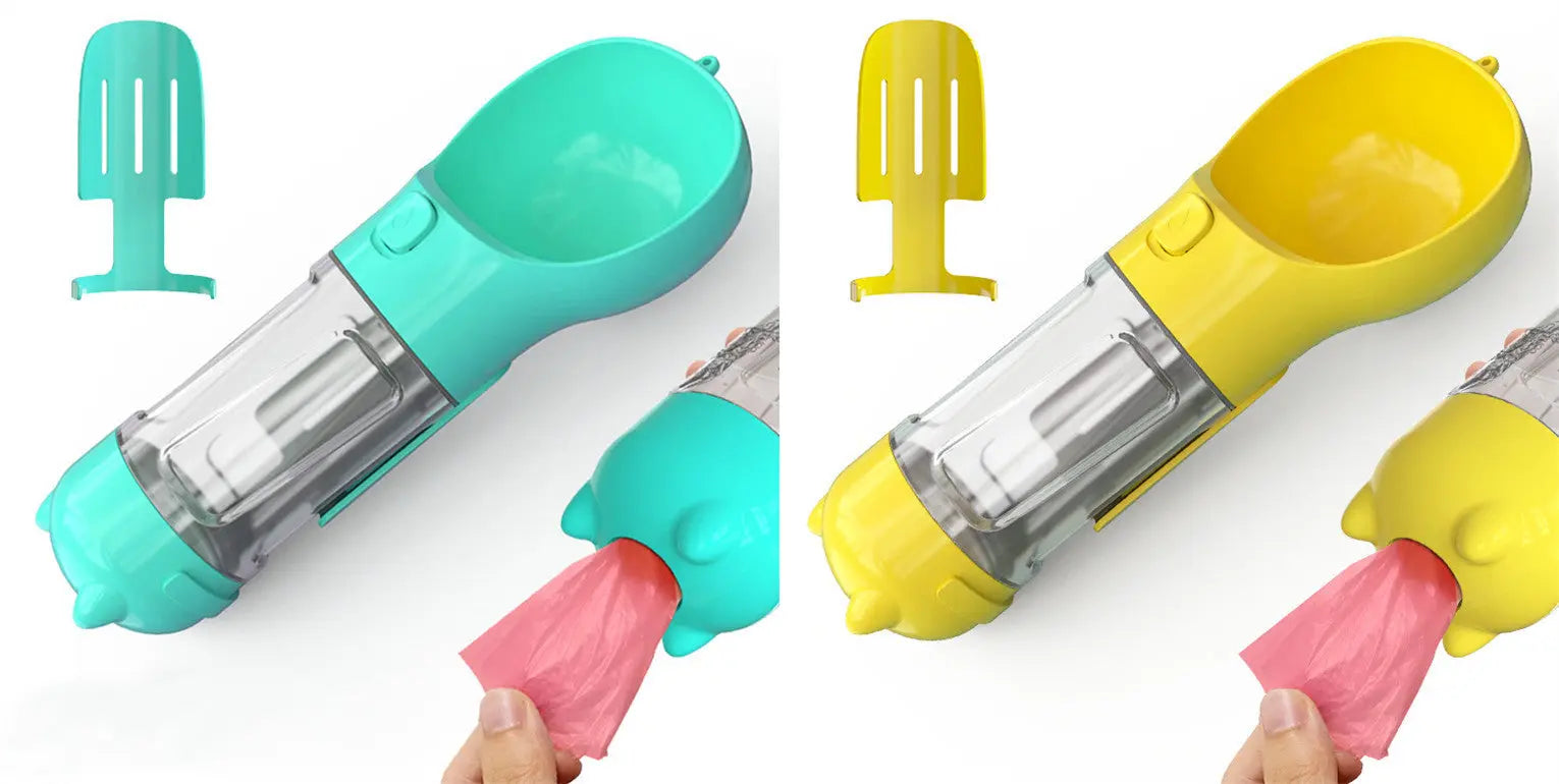 Pet Water Bottle Feeder Bowl Portable Pet Outdoor Travel 3 In 1 Dog Water Bottle Blue yellow pcs 300ml