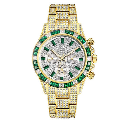 Women's Watch Disc Quartz Movement Simple Casual Business Steel Band Golden green