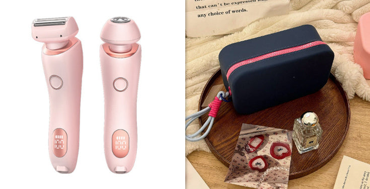 2 In 1 Hair Removal USB Rechargeable Trimmer Women Body Razor Pink and Rose Pink set USB
