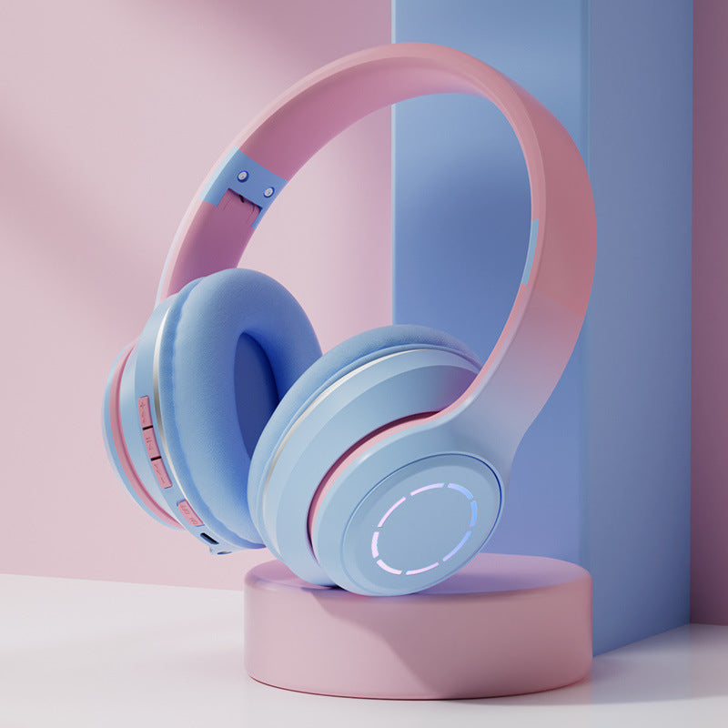 Gradient Bluetooth Headset Foldable Wireless Blue