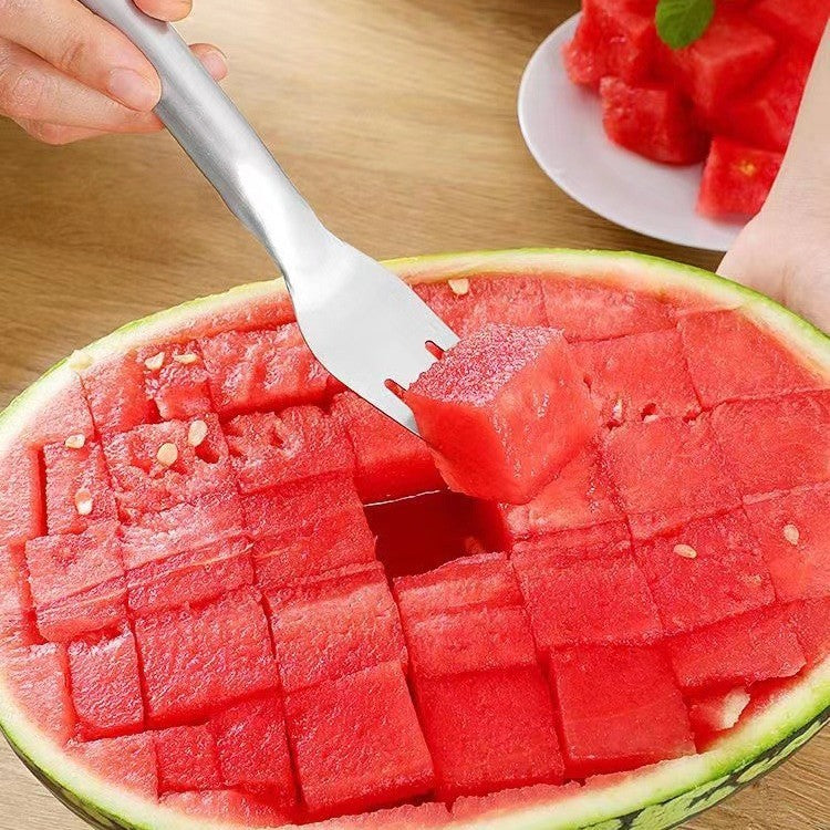 2 In 1 Watermelon Fork Slicer Multi-purpose Stainless Steel Watermelon Slicer Cutter