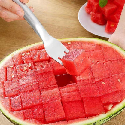 2 In 1 Watermelon Fork Slicer Multi-purpose Stainless Steel Watermelon Slicer Cutter
