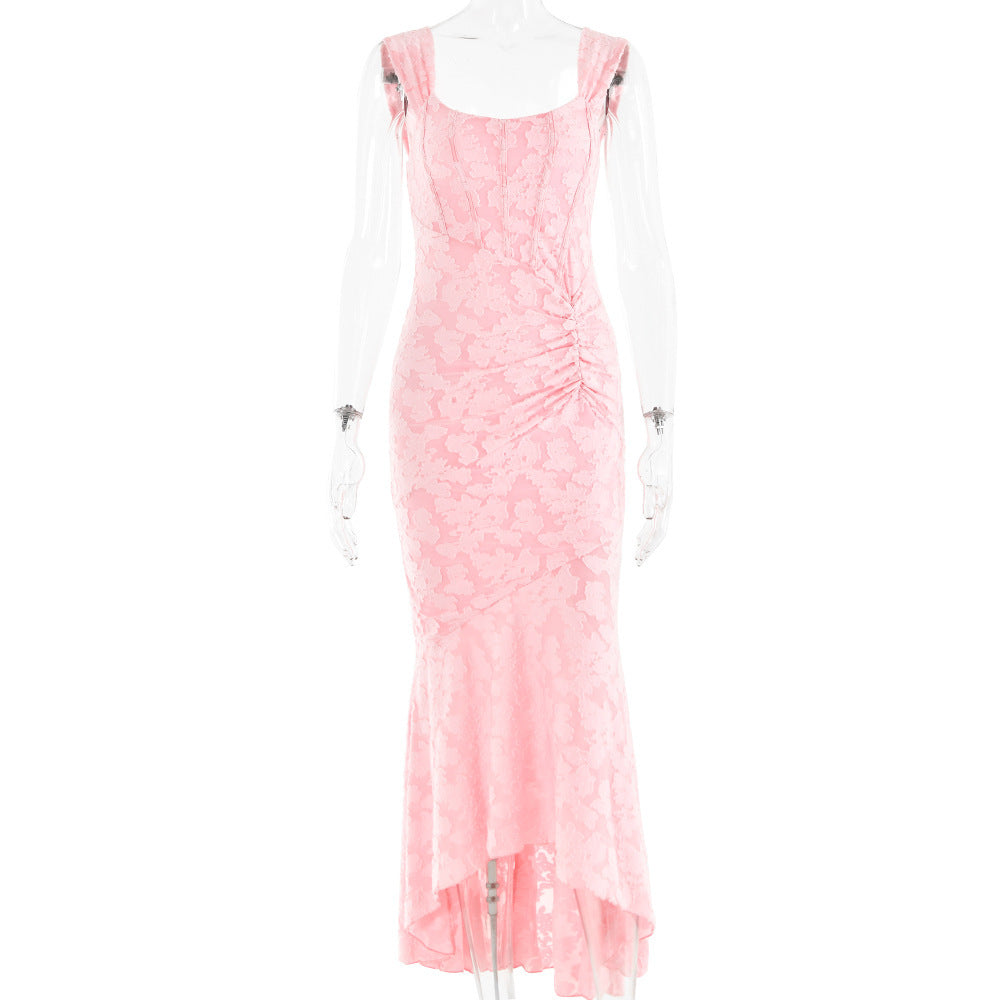 Mozision Off-shoulder Backless Sexy Evening Dress For Women Club Party Dress Pink