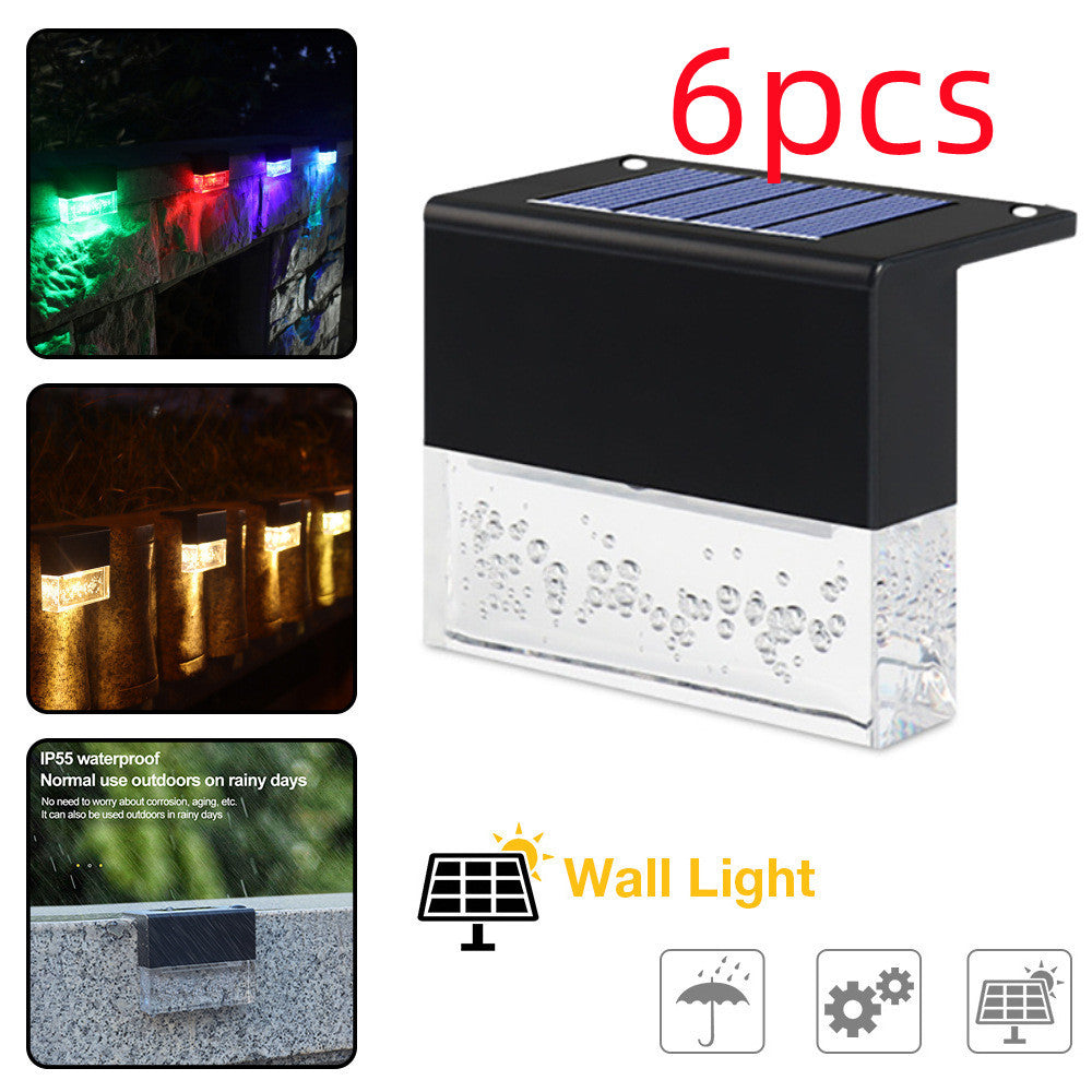 Waterproof New RGB LED Solar Light Step Fence Light Black6PC