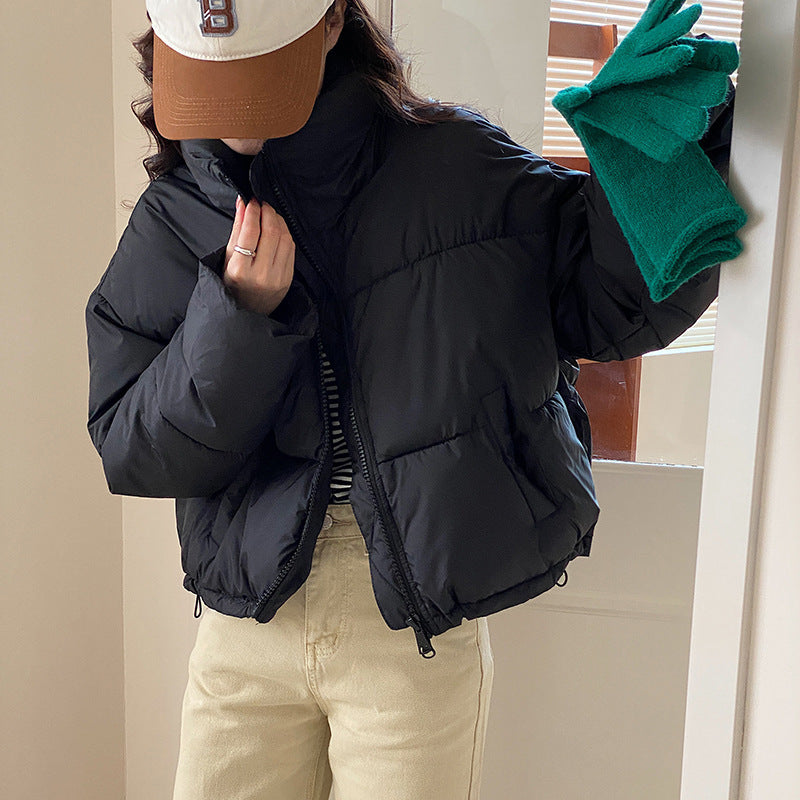 New Stand Collar Short Coat Women Clothing Black