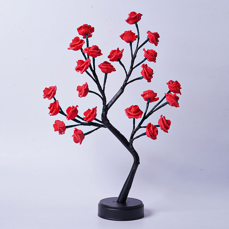 Table Lamp Flower Tree Rose Lamps Red Rose Usb Plug In