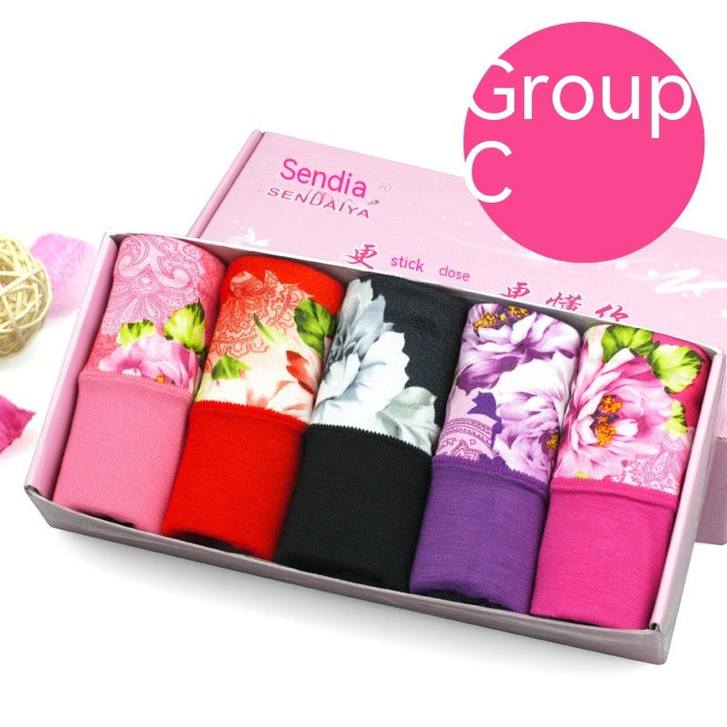 Modal Underwear For Women Mid-waist Cotton 5 Pieces C Group