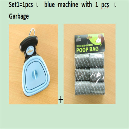 Dog Pet Travel Foldable Pooper Scooper With 1 Roll Decomposable bags Set 1 BlueLX L
