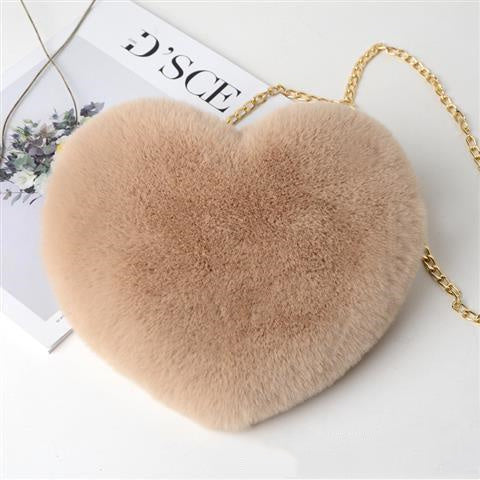 Love Bags For Women Plush Chain Shoulder Bags Party Bag Khaki